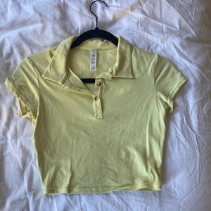 Alo Cropped Polo Shirt in Buttercup